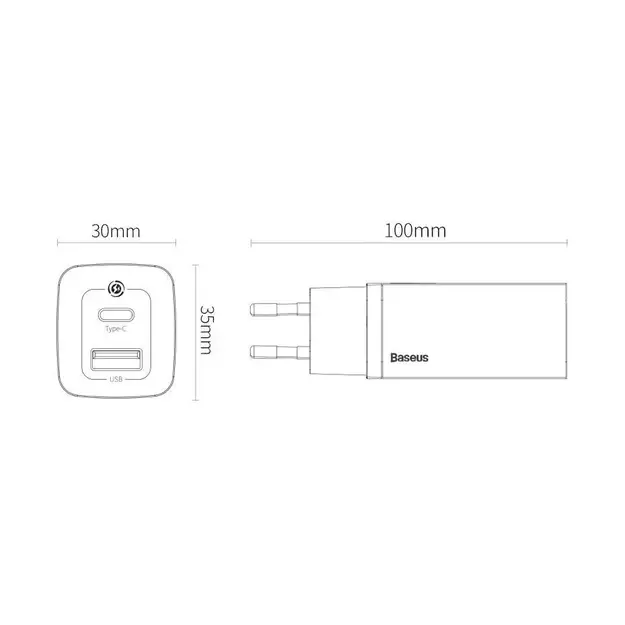 Baseus GaN2 Lite fast charger 65W USB / USB Type C Quick Charge 3.0 Power Delivery (gallium nitride) white (CCGAN2L-B02) 11