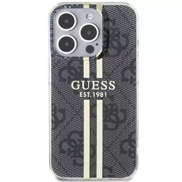 Guess IML 4G Gold Stripe case for iPhone 15 Pro - black 9