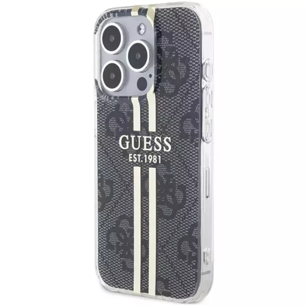 Guess IML 4G Gold Stripe case for iPhone 15 Pro - black 8
