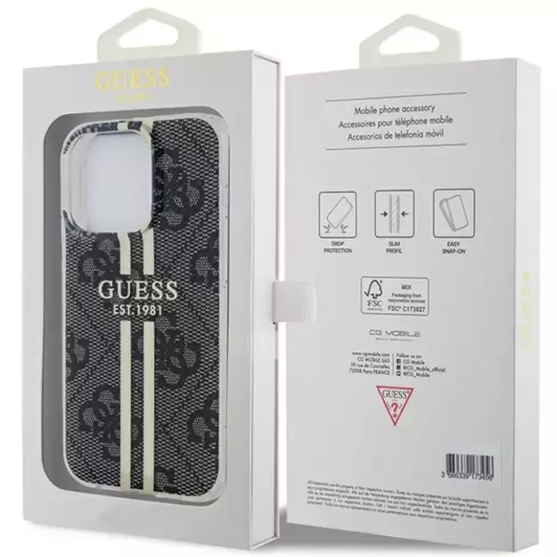 Guess IML 4G Gold Stripe case for iPhone 15 Pro - black 14