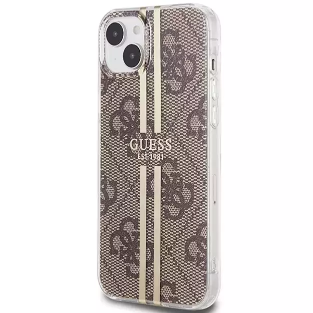 Guess IML 4G Gold Stripe case for iPhone 15 Plus / 14 Plus - brown 8