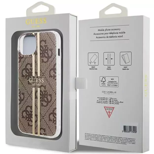 Guess IML 4G Gold Stripe case for iPhone 15 Plus / 14 Plus - brown 14