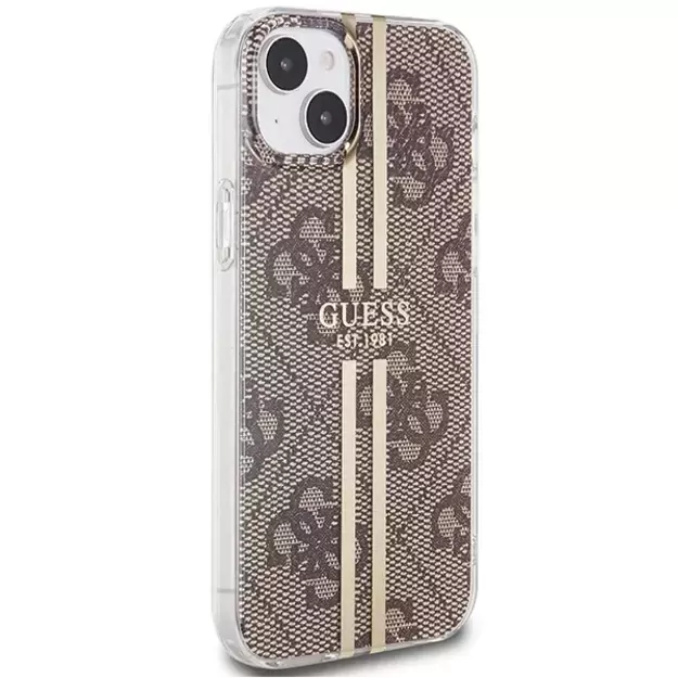 Guess IML 4G Gold Stripe case for iPhone 15 Plus / 14 Plus - brown 10