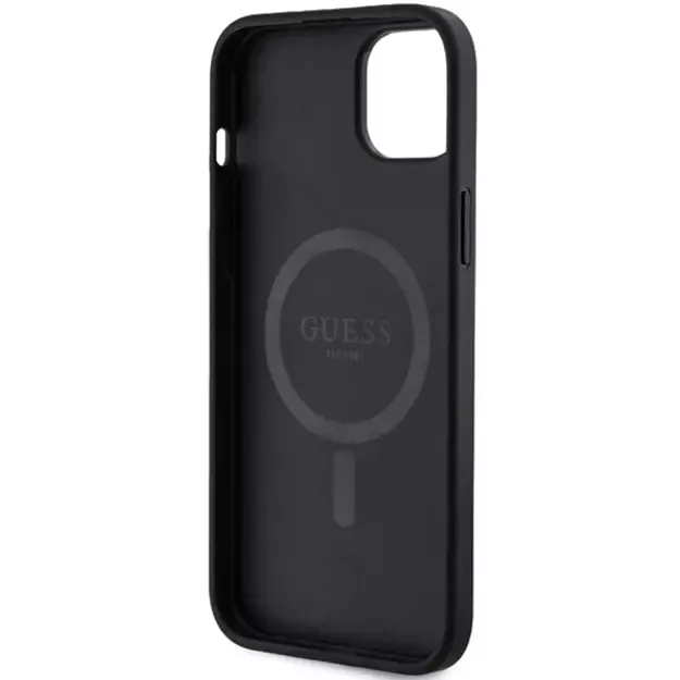 Guess 4G Collection Leather Metal Logo MagSafe Case for iPhone 14/15/13 - Black 6