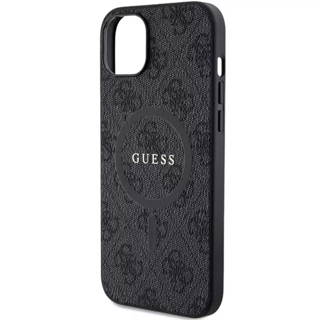 Guess 4G Collection Leather Metal Logo MagSafe Case for iPhone 14/15/13 - Black 5