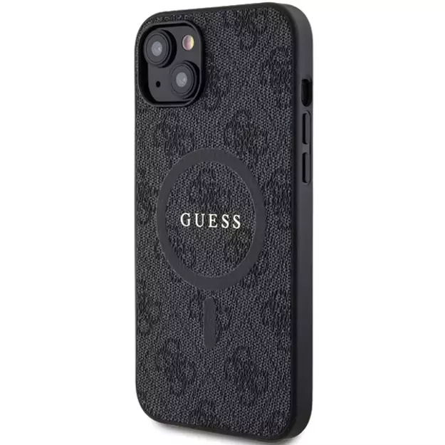 Guess 4G Collection Leather Metal Logo MagSafe Case for iPhone 14/15/13 - Black 1