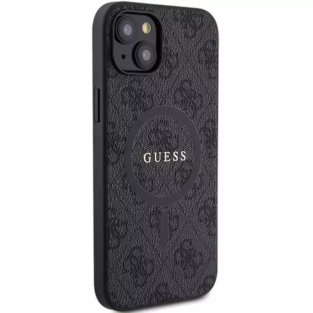 Guess 4G Collection Leather Metal Logo MagSafe Case for iPhone 14/15/13 - Black 3