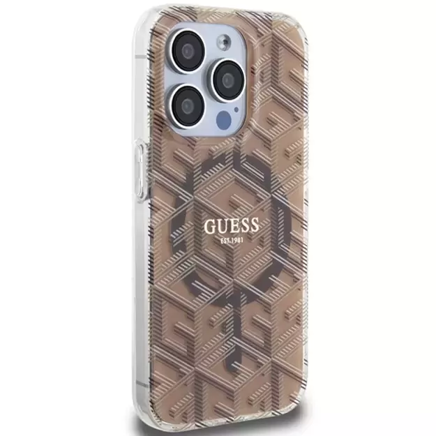 Guess IML GCube MagSafe case for iPhone 15 Pro Max - brown 12