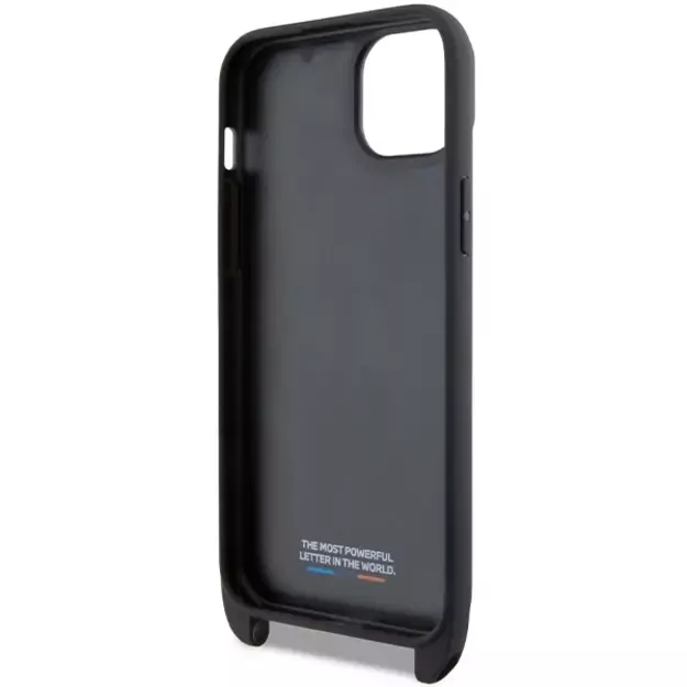 BMW M Edition Carbon Tricolor Lines &amp  Strap case for iPhone 15 Plus / 14 Plus - black 4