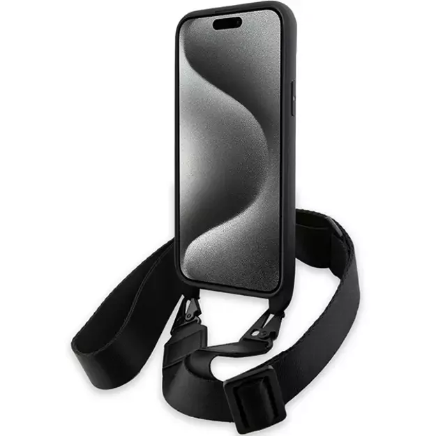 BMW M Edition Carbon Tricolor Lines &amp  Strap case for iPhone 15 Plus / 14 Plus - black 2
