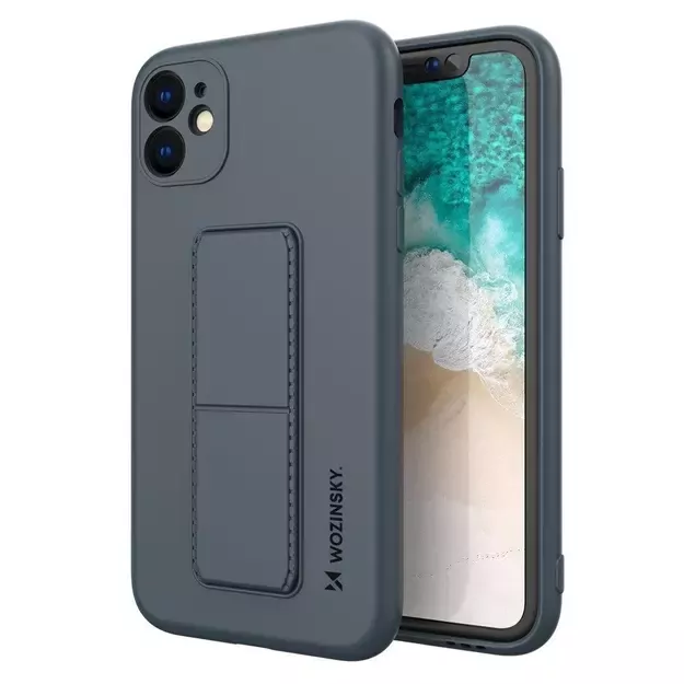 Wozinsky Kickstand Case silicone case with stand for iPhone 11 Pro Max navy blue