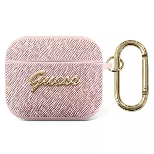 Guess GUA3SASMP AirPods 3 cover pink/pink Saffiano Script Metal Collection