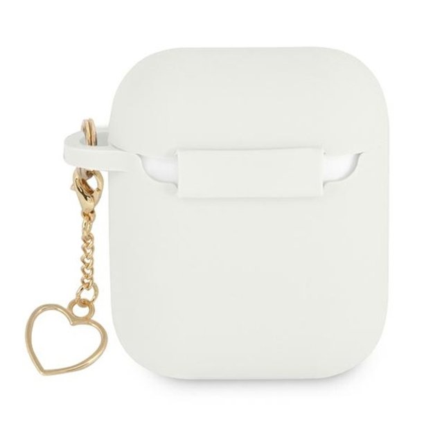 Guess GUA2LSCHSH AirPods 1/2 cover white/white Silicone Charm Heart Collection 1