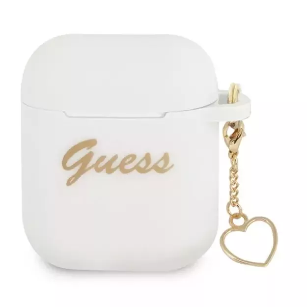 Guess GUA2LSCHSH AirPods 1/2 cover white/white Silicone Charm Heart Collection