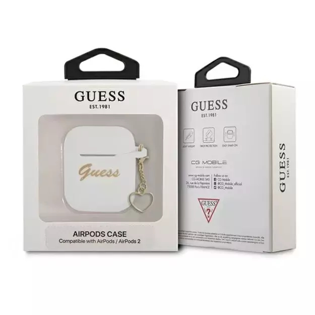 Guess GUA2LSCHSH AirPods 1/2 cover white/white Silicone Charm Heart Collection 4