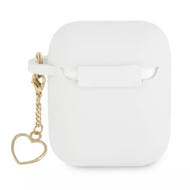 Guess GUA2LSCHSH AirPods 1/2 cover white/white Silicone Charm Heart Collection 3
