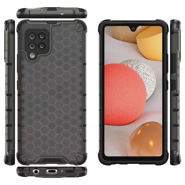 Honeycomb Case armor cover with TPU Bumper for Samsung Galaxy A42 5G black 18