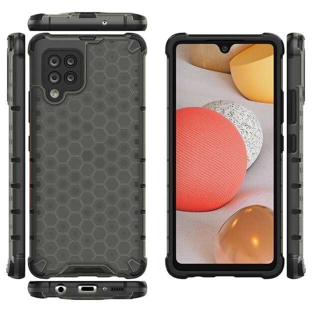 Honeycomb Case armor cover with TPU Bumper for Samsung Galaxy A42 5G black 5