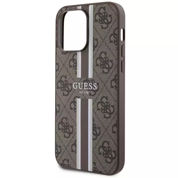Guess 4G Printed Stripes MagSafe case for iPhone 15 Pro Max - brown 5