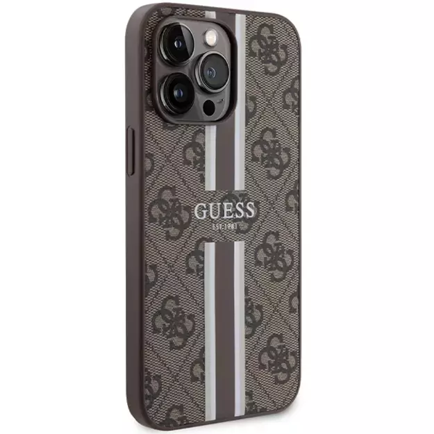 Guess 4G Printed Stripes MagSafe case for iPhone 15 Pro Max - brown 3