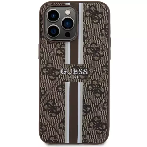Guess 4G Printed Stripes MagSafe case for iPhone 15 Pro Max - brown 2
