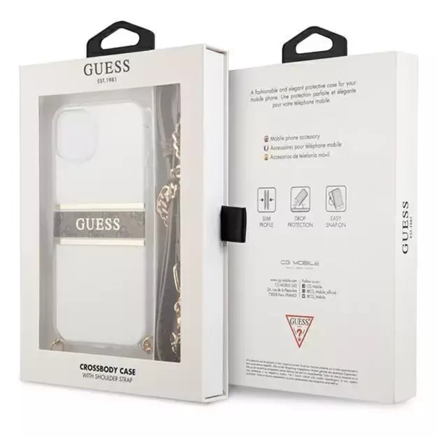 [RETURNED ITEM] Guess GUHCP13SKC4GBGO iPhone 13 mini 5.4  Transparent hardcase 4G Brown Strap Gold Chain 14
