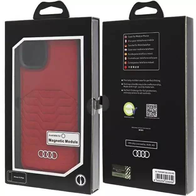 Audi Synthetic Leather Case with MagSafe for iPhone 15 Plus / 14 Plus - Red 12