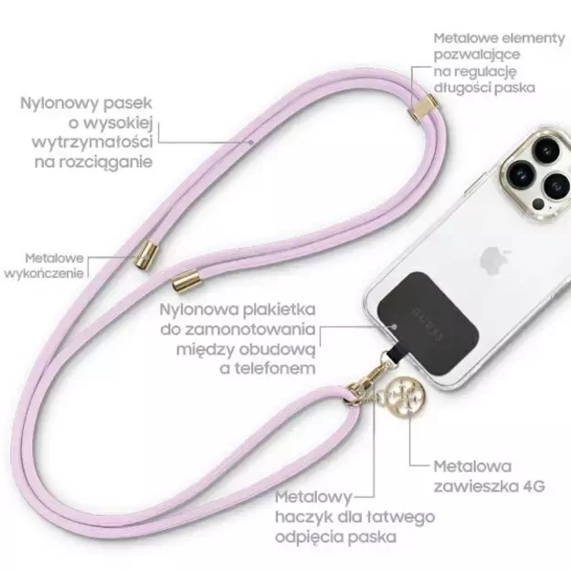 Guess CBDY Cord phone strap - lilac 5