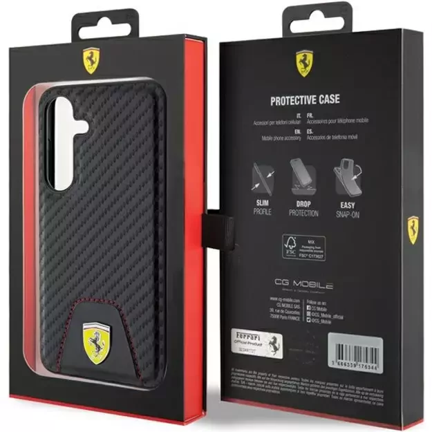 Ferrari Carbon Stitched Bottom case for Samsung Galaxy S24 - black 14