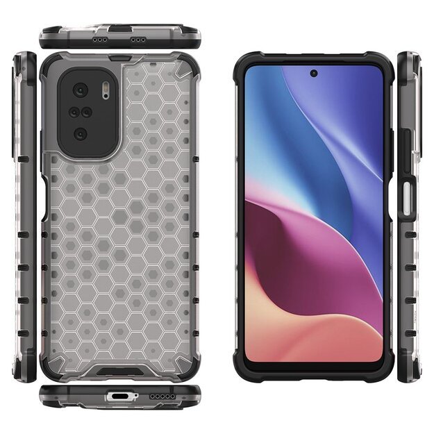 Honeycomb Case armor cover with TPU Bumper for Xiaomi Redmi K40 Pro+ / K40 Pro / K40 / Poco F3 transparent 21