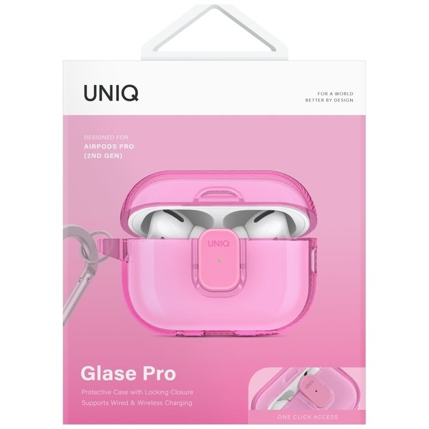 Uniq Glase Pro Case for AirPods Pro 2 - Pink 1