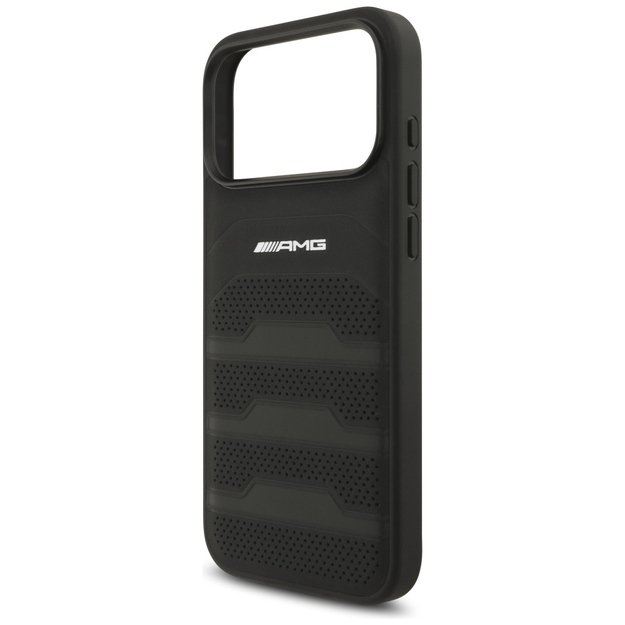 AMG Leather Debossed Lines Logo Case for iPhone 17 Pro Max - Black 5