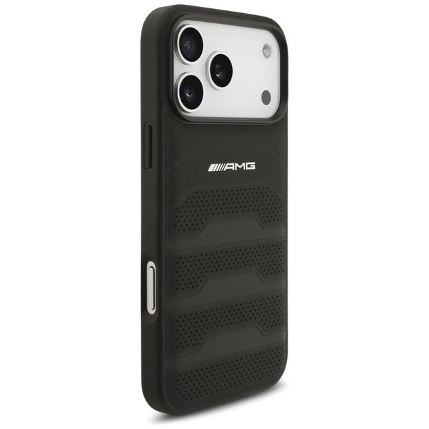 AMG Leather Debossed Lines Logo Case for iPhone 17 Pro Max - Black 3