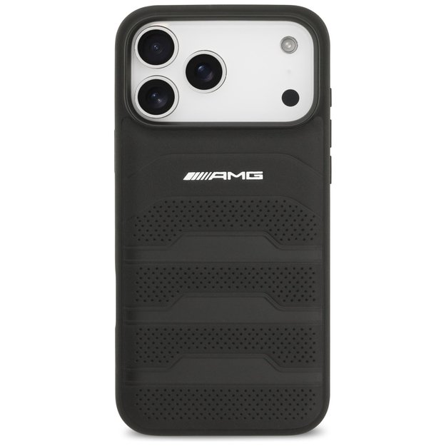 AMG Leather Debossed Lines Logo Case for iPhone 17 Pro Max - Black 2