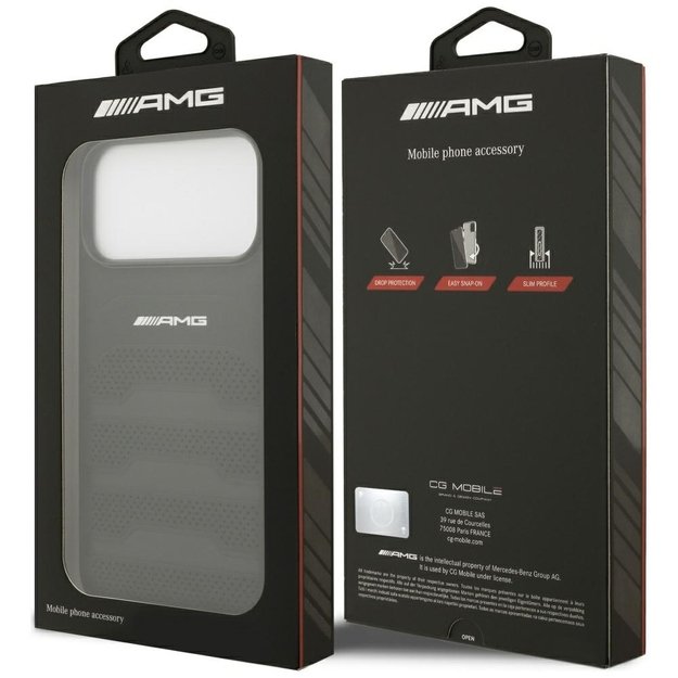 AMG Leather Debossed Lines Logo Case for iPhone 17 Pro Max - Black 7