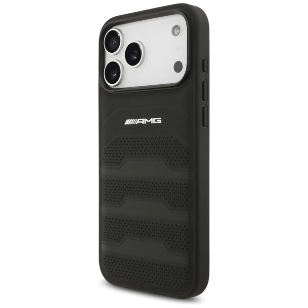 AMG Leather Debossed Lines Logo Case for iPhone 17 Pro Max - Black 1