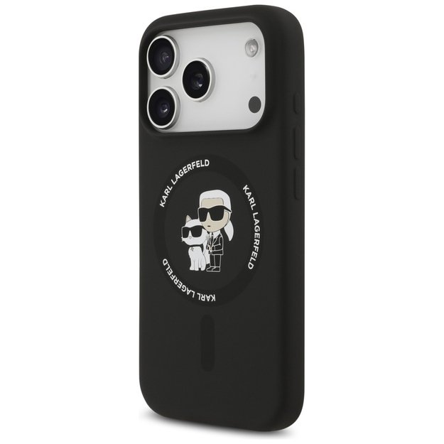 Karl Lagerfeld Silicone Karl&amp Choupette Ring MagSafe Case for iPhone 17 Pro Max - Black 1