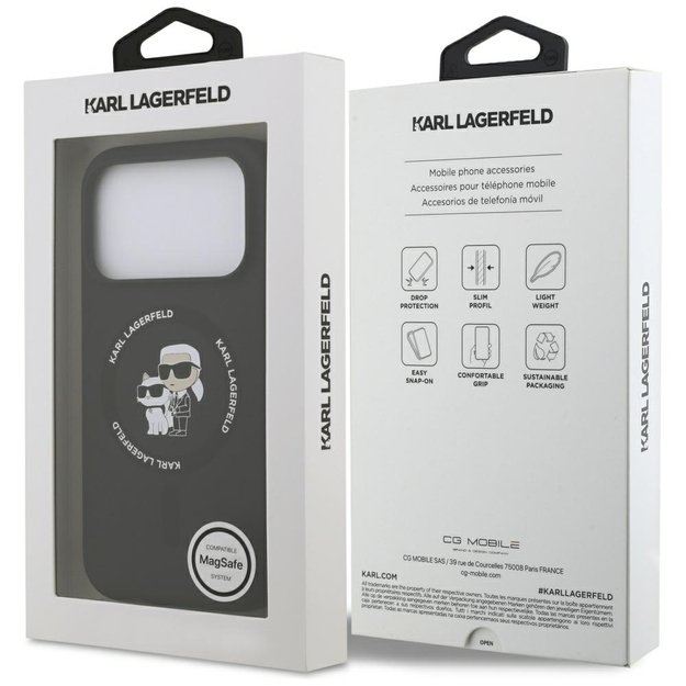 Karl Lagerfeld Silicone Karl&amp Choupette Ring MagSafe Case for iPhone 17 Pro Max - Black 7