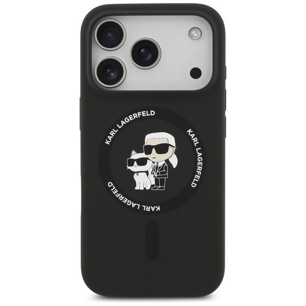 Karl Lagerfeld Silicone Karl&amp Choupette Ring MagSafe Case for iPhone 17 Pro Max - Black 2