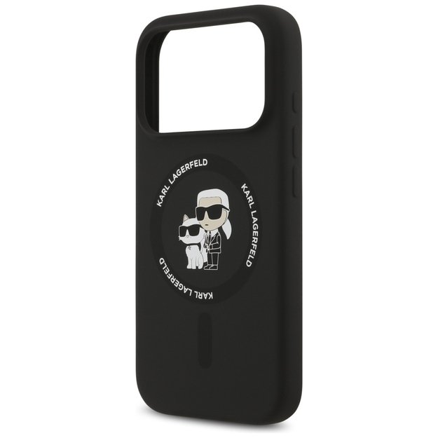 Karl Lagerfeld Silicone Karl&amp Choupette Ring MagSafe Case for iPhone 17 Pro Max - Black 5