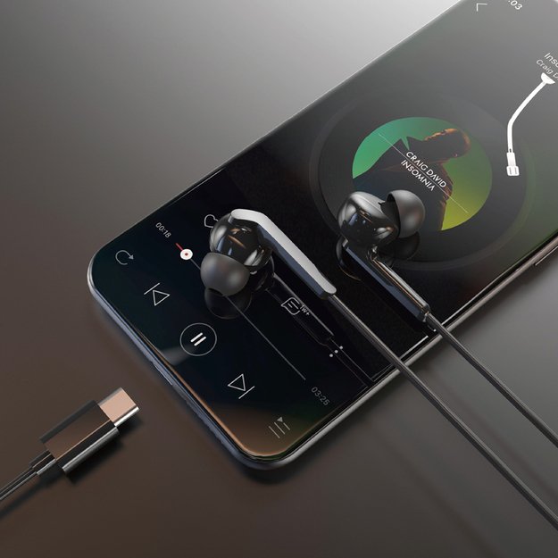 Dudao X3C+ Wired USB-C In-Ear Headphones 1.2m - Black 2