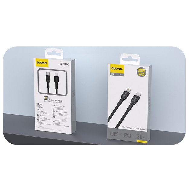 Dudao L9X 30W USB-C - Lightning Cable 2m - Black 1