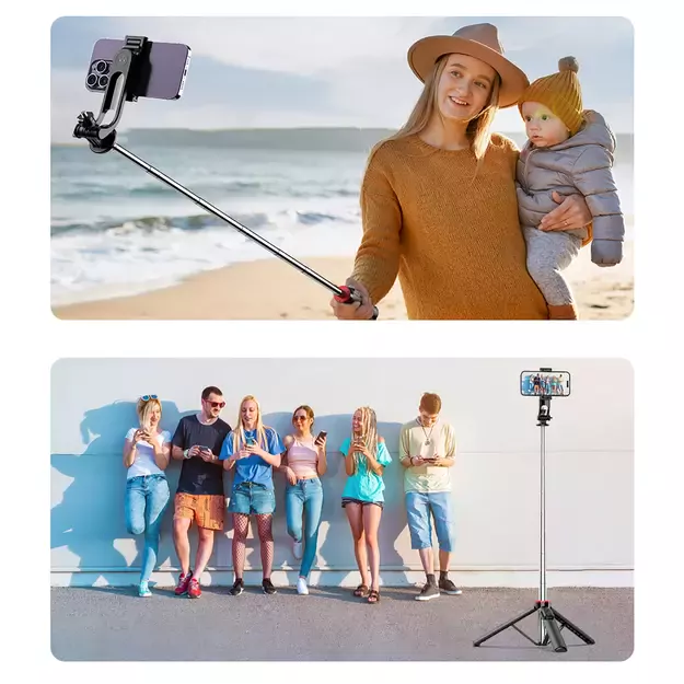 Selfie stick WC1Y3S telescopic tripod 1.3m with phone holder - black 44