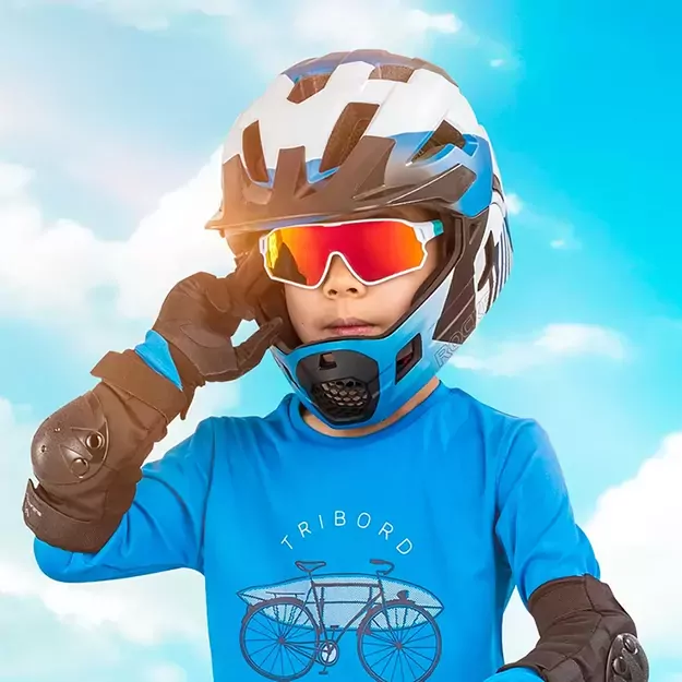 Rockbros 14110009003 polarized cycling glasses for children 8-14 years old - green and white 2