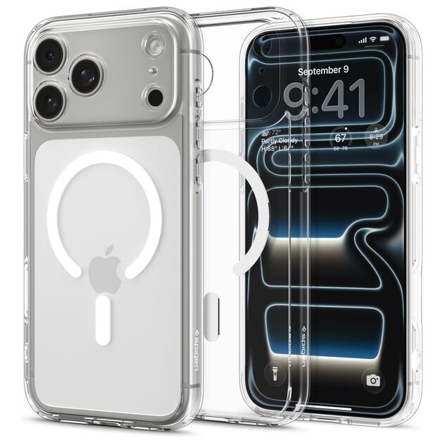 Spigen Ultra Hybrid MagSafe Case for iPhone 17 Pro - Clear and White 12
