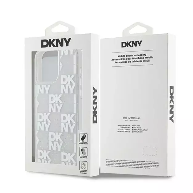 DKNY Liquid Glitter Multilogo case for iPhone 15 Pro Max - white 7