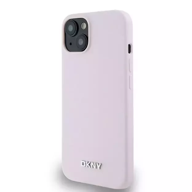 DKNY Liquid Silicone Small Metal Logo MagSafe Case for iPhone 14/15/13 - Pink 1
