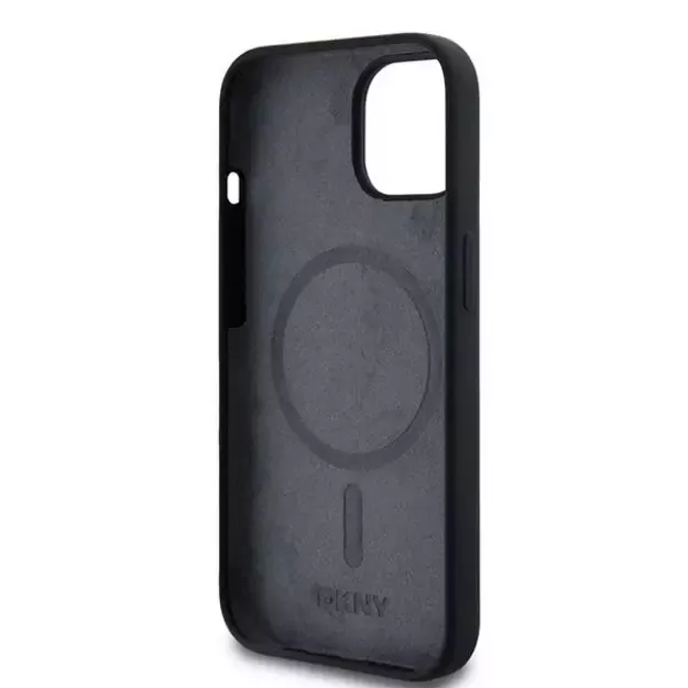 DKNY Liquid Silicone White Printed Logo MagSafe Case for iPhone 15 Plus / 14 Plus - Black 6