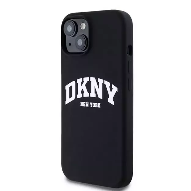 DKNY Liquid Silicone White Printed Logo MagSafe Case for iPhone 15 Plus / 14 Plus - Black 1