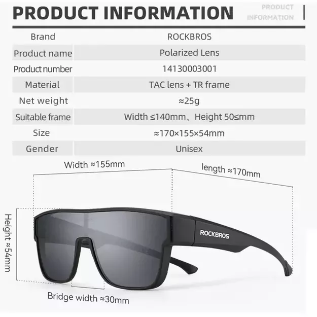 Rockbros SP304 Polarized Cycling Glasses - Black 3